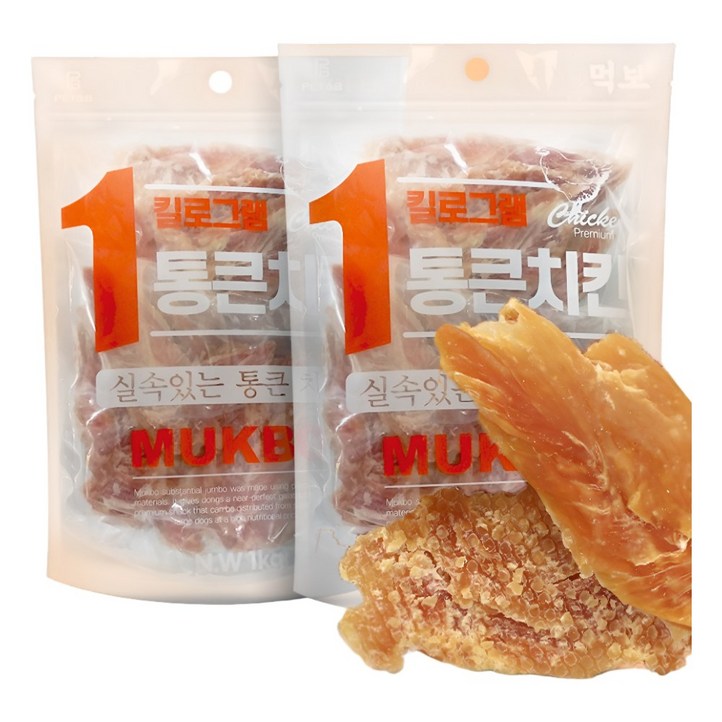 먹보 강아지 대용량 실속 상품 치킨 오리 육포 간식, 2개, 1kg, 치킨 안심스테이크 먹보 강아지 대용량 실속 상품 치킨 오리 육포 간식, 2개, 1kg, 치킨 안심스테이크