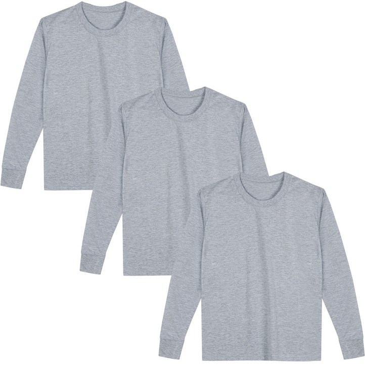 예스플러스 국내산 베이직 고밀도 순면 긴팔면티 3P손목시보리