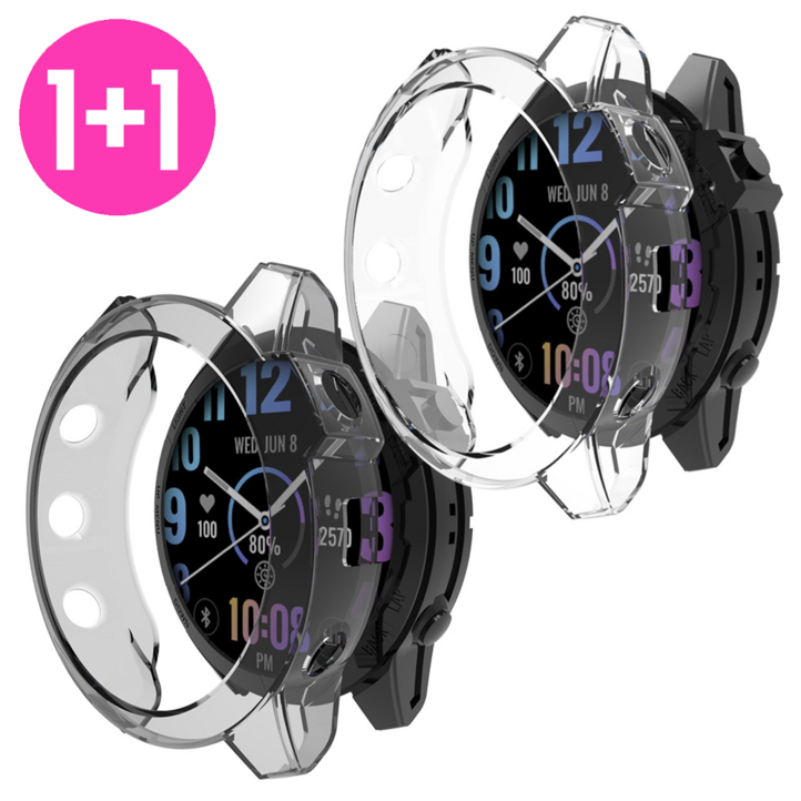 아야 11 가민 피닉스 7X7X solar 솔라 호환 사이드 보호 젤리 케이스, 블랙1투명1, 1개