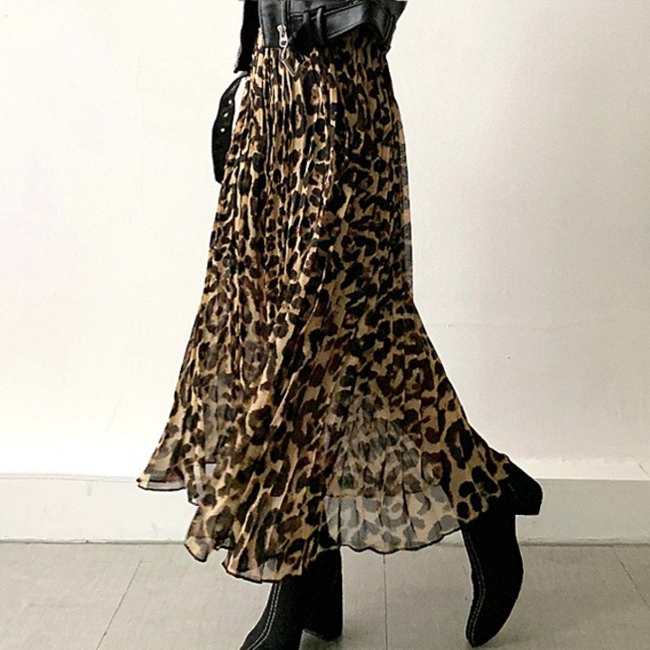 네모 여성용 호피쉬폰 스커트