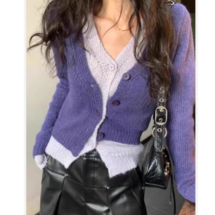 패션라인 BL10365자엘니트가디건브이넥포인트룩페미닌무드레이어드룩