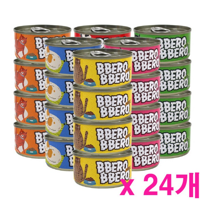 빼로빼로 육수가득 그레이비캔 80g 24개 혼합 음수량 UP 부드러운 고양이캔