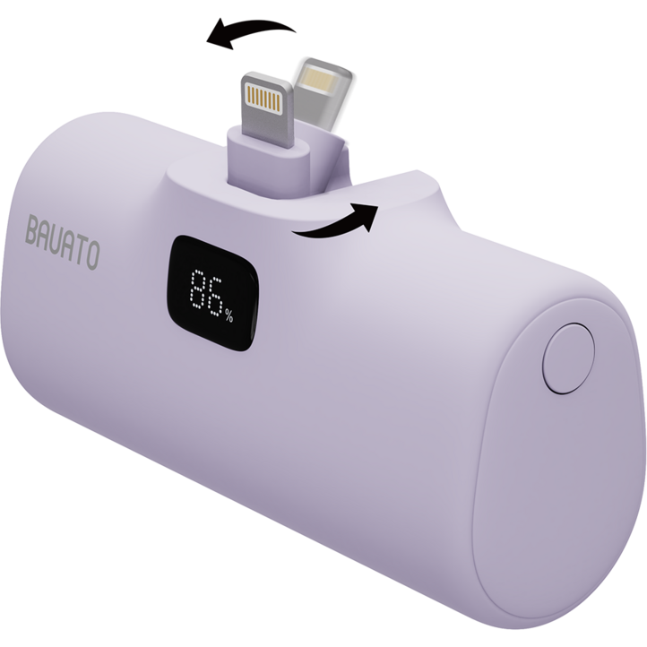 바우아토 단자 접이식 PD 20W 고속 충전 미니 일체형 도킹형 보조배터리 5000mAh, 파스텔퍼플, 라이트닝 바우아토 단자 접이식 PD 20W 고속 충전 미니 일체형 도킹형 보조배터리 5000mAh, 파스텔퍼플, 라이트닝