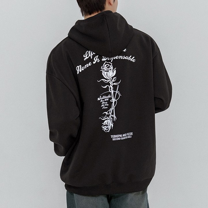 스몰더 남자 오버핏 플라워 후드 맨투맨 티셔츠 1730