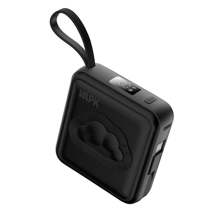 WAPIK 초소형 미니 고속충전 보조배터리 M2 PD 22.5W 10000mAh, 블랙