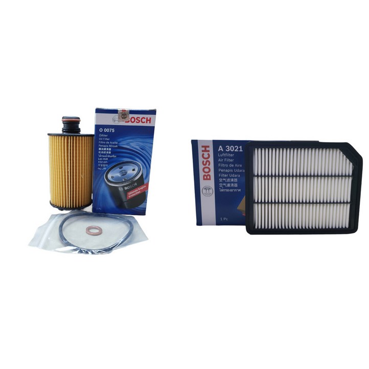 보쉬 엔진 오일 교환 필터 셋트 렉스턴 G4 스포츠칸 롱데크 2.2 eXdi2.2eXdi 4WD 오일필터에어필터 O0075A3021, O0075,A3021, 1세트