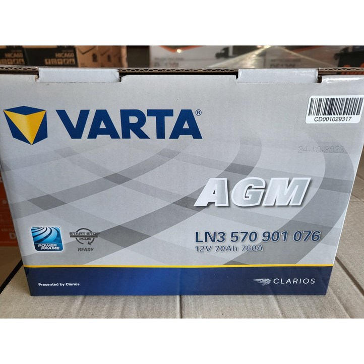 바르타  AGM LN3 70AH 자동차 배터리   I30 GD,그랜저HG,코나디젤, K3, K5, 쏘올,말리부, QM5,SM5,QM6,SM6