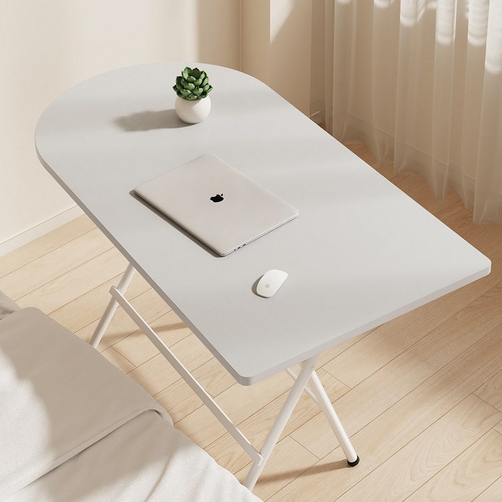 라온프리 다용도 접이식 식탁테이블, 4인용, 그레이 반원