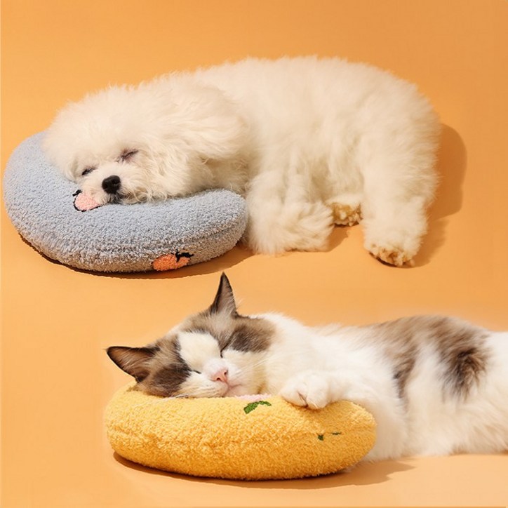 고양이 강아지 반려동물 목받침 베개 2종세트, 옐로우,블루, 1세트