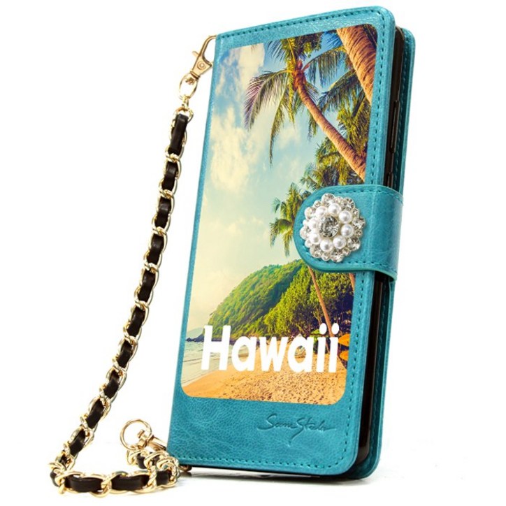 유미폰 하와이 야자수 여름감성 DIA 손목체인 카드지폐수납 다이어리 휴대폰케이스