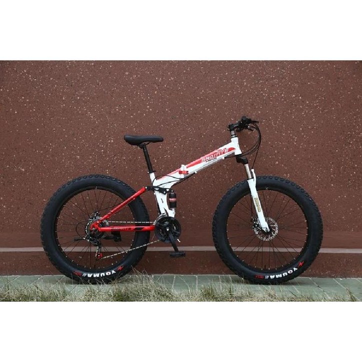 접이식 산악자전거 슈퍼 와이드 빅 타이어 산악용 MTB, C. 화이트레드 접이식 산악자전거 슈퍼 와이드 빅 타이어 산악용 MTB, C. 화이트레드