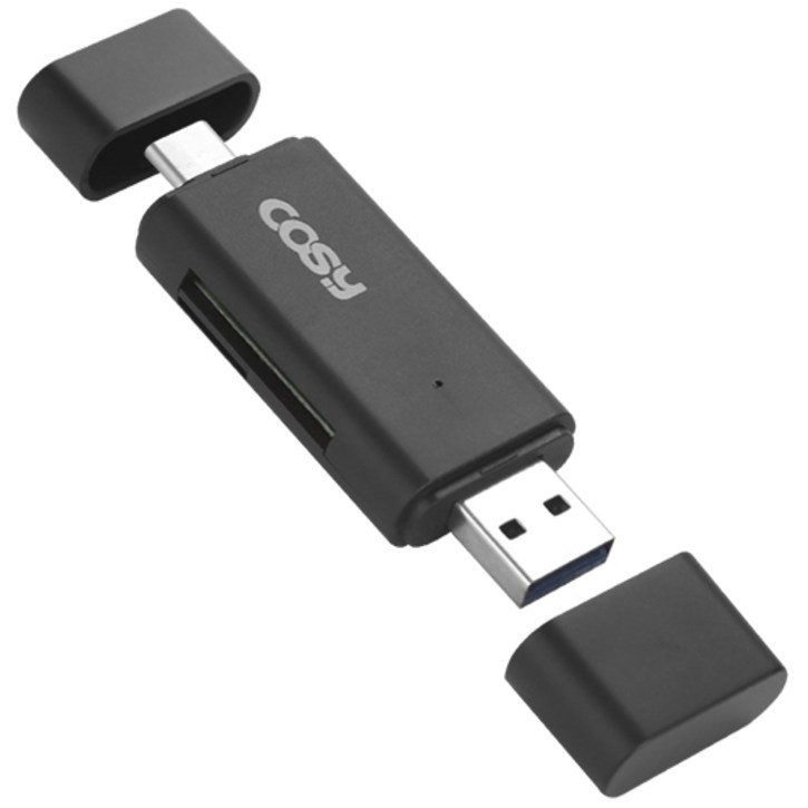 스마트폰usb 코시 타입C OTG USB3.0 PC겸용 카드리더기, CR3331C, 블랙