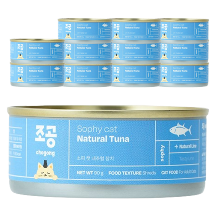 조공 어덜트 소피 캣 내추럴 습식캔, 참치, 90g, 12개