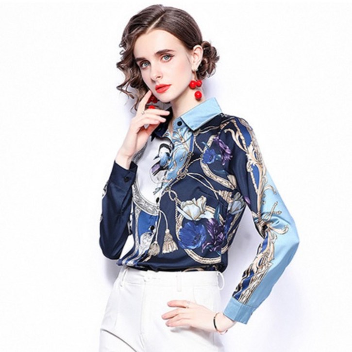 포플러앤씨 몽블리 패턴 블라우스 P25FBL0725AK04