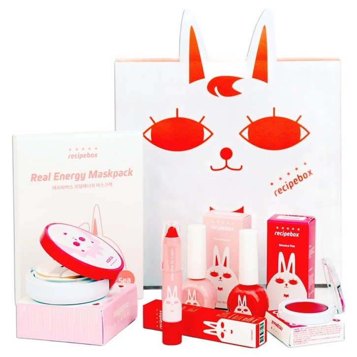 레시피박스 어린이 화장품 선물세트 선쿠션패키지, 매니큐어 2p + 선쿠션 + 립크레용 + 블러셔 + 마스크팩 5p + 선물박스, 1세트