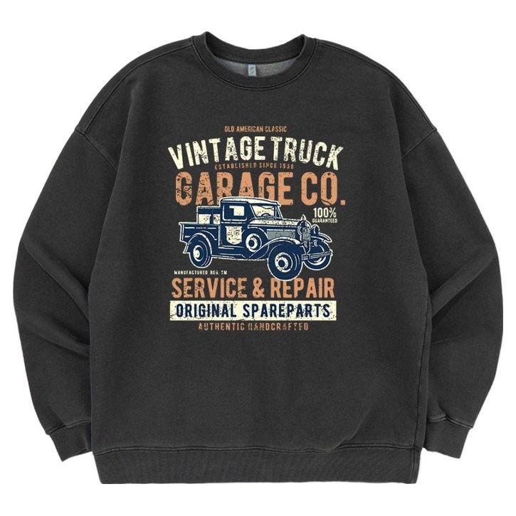 일루소 600G 피그먼트 빈티지트럭 맨투맨