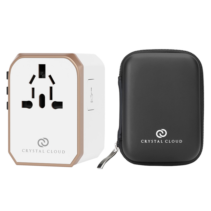 크리스탈클라우드 5포트 USB C타입 6A 전세계 여행용 해외 멀티 플러그 로즈골드 CC-307, 1개