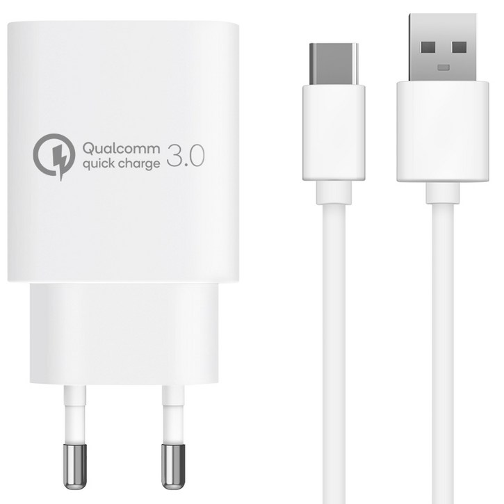 홈플래닛 퀄컴 공식인증 QC3.0 18W고속충전기 + 타입C케이블 1.2m 세트