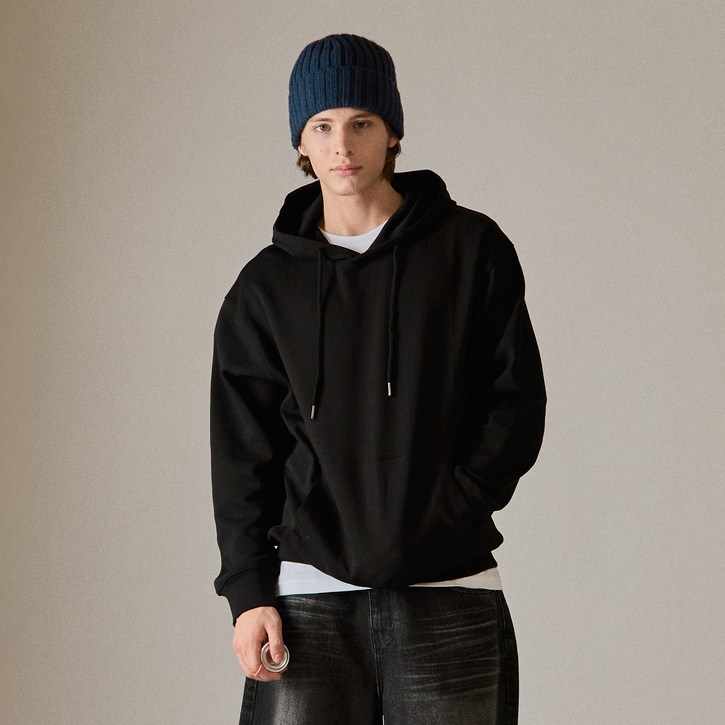 베이직하우스 남녀공용 유니 특양면 후드 티셔츠 LZTS0112