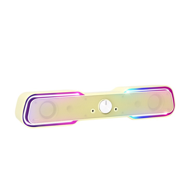 로이체 2채널 멀티미디어 RGB 레인보우 LED 게이밍 사운드바, 레몬옐로우, RSB-G5000 4