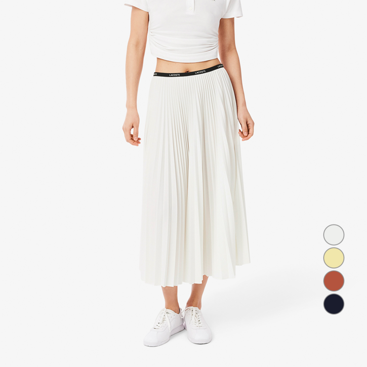 라코스테 여성용 에센셜 롱 플리츠 스커트 JF140255G