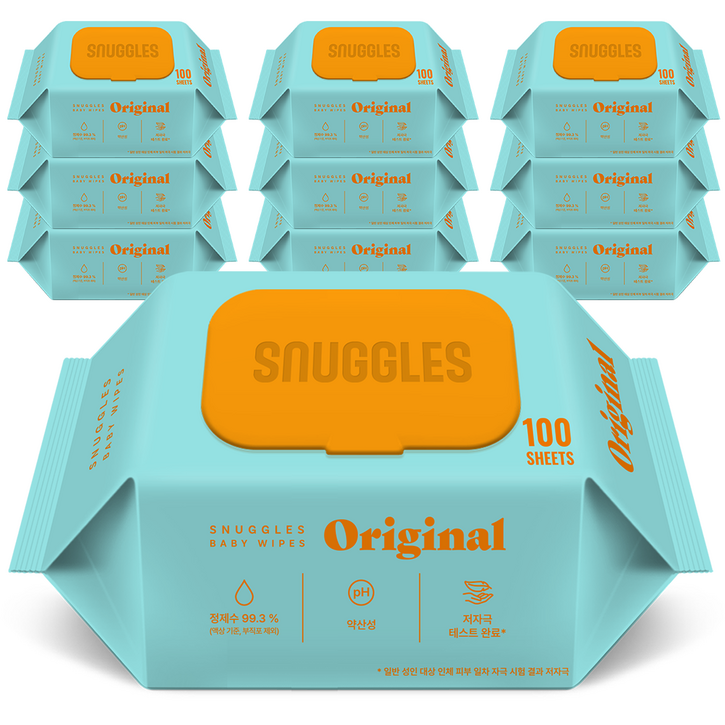 스너글스 오리지널 유아용 아기물티슈 엠보싱 캡형 피부 저자극 인증