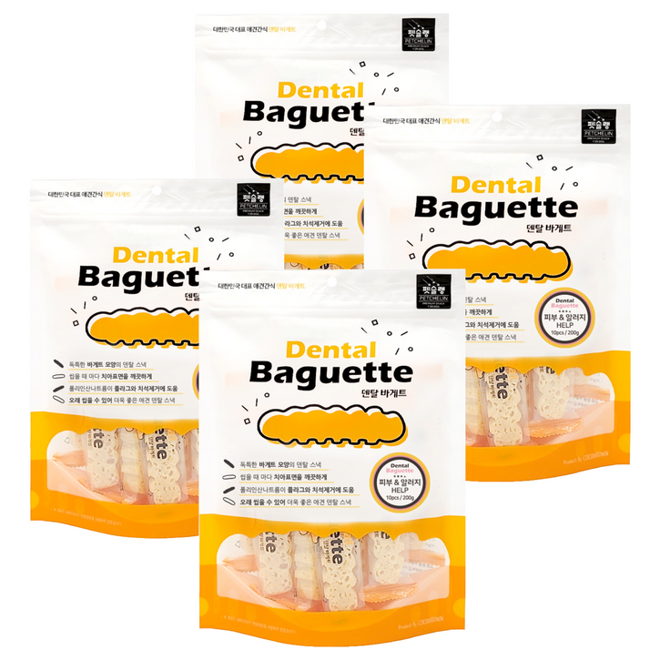 펫슐랭 덴탈바게트 강아지껌, 피부 앤 알러지, 200g, 4개