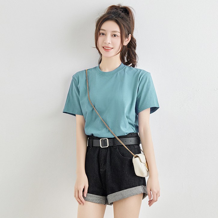 피어니스트 여성용 코튼 컬러 반팔 기본 티셔츠