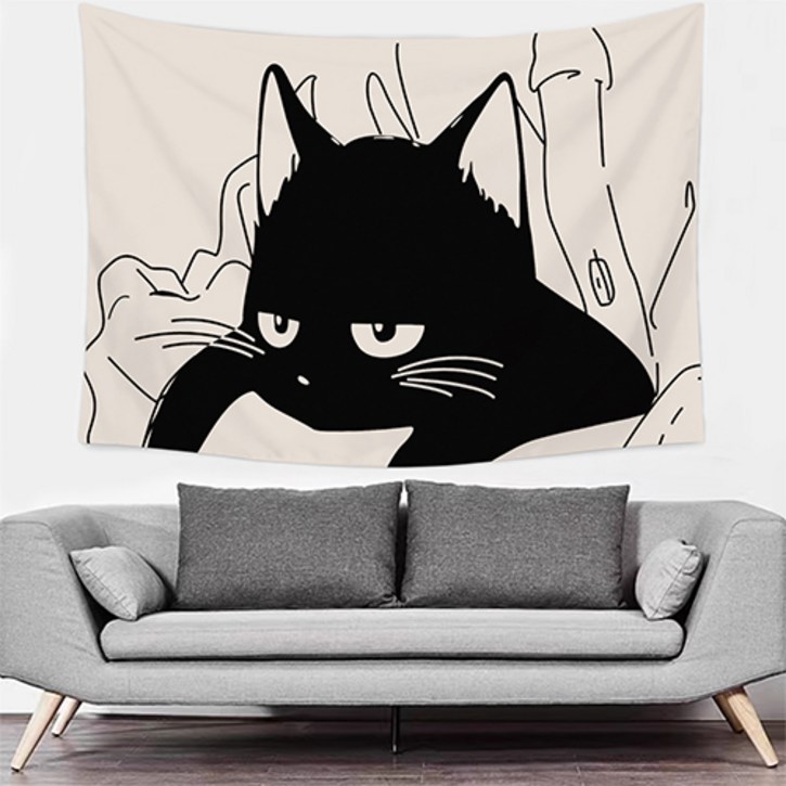 홈플로우 블랙캣 시리즈 인테리어 벽장식 태피스트리, A