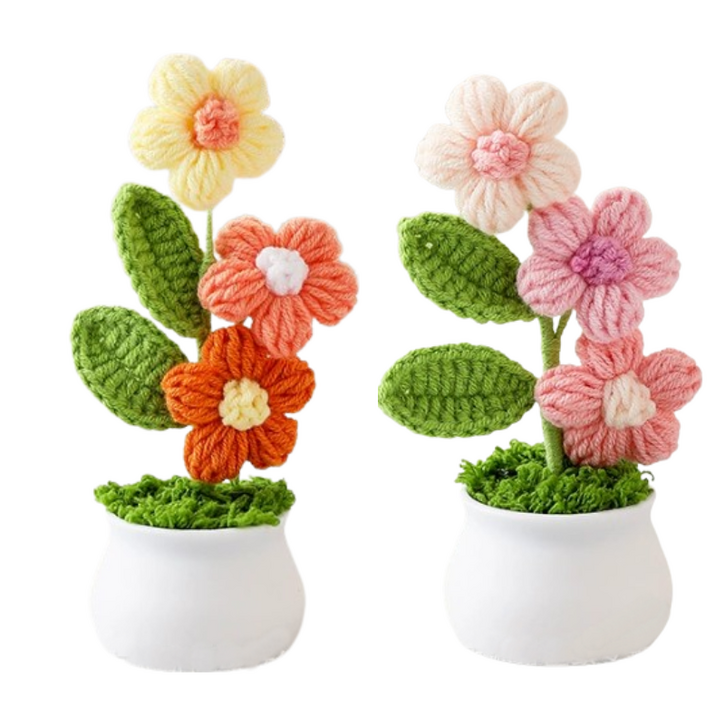 수제 크로셰 화분 인테리어 장식 2종 세트