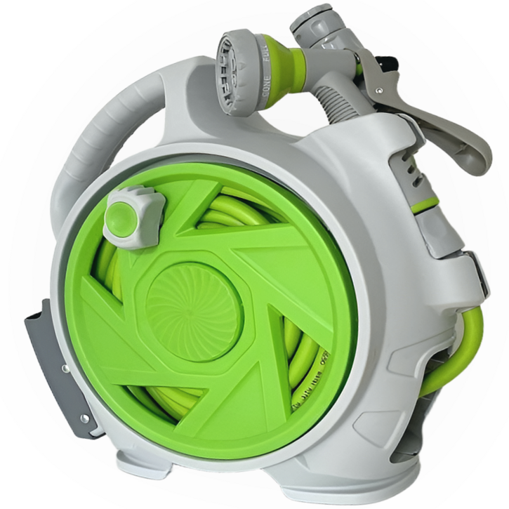 오소해 정원 호스 베란다 청소 릴호스 15m, 그린, 1개