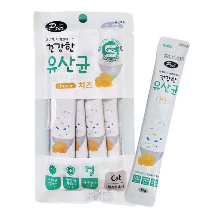 피어 고양이 짜먹는간식 추르 건강한유산균치즈 낱개구매가능, 다량구매 무료배송, 2개, 15ml