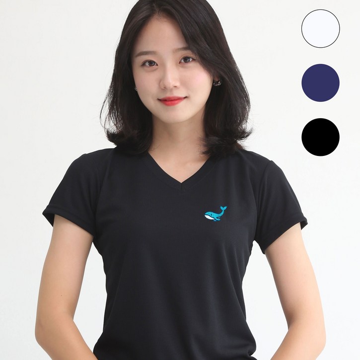 멋지군 쿨론 기능성 브이넥 고래 캐릭터자수 반팔 쿨 티셔츠 멋지군 쿨론 기능성 브이넥 고래 캐릭터자수 반팔 쿨 티셔츠