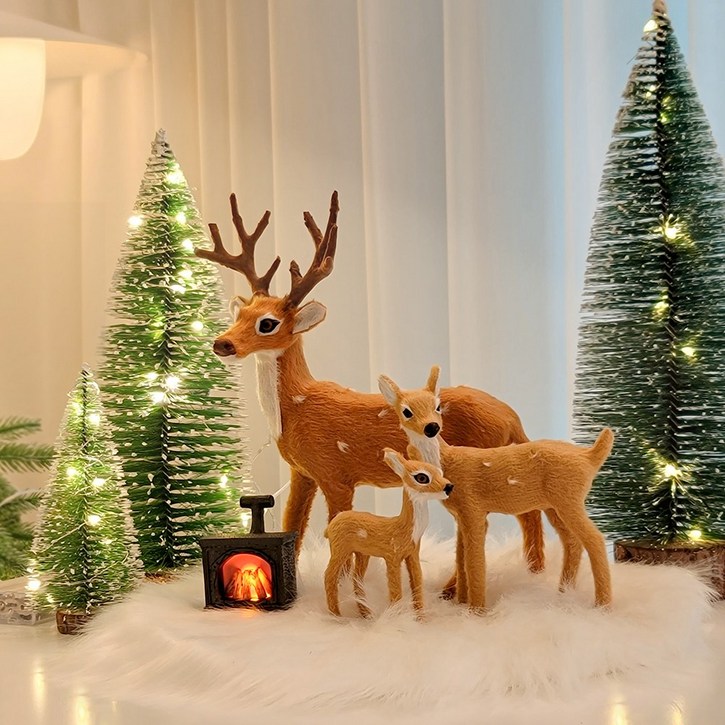 이플린 크리스마스 장식 소품 사슴 가족 + 원형러그 2