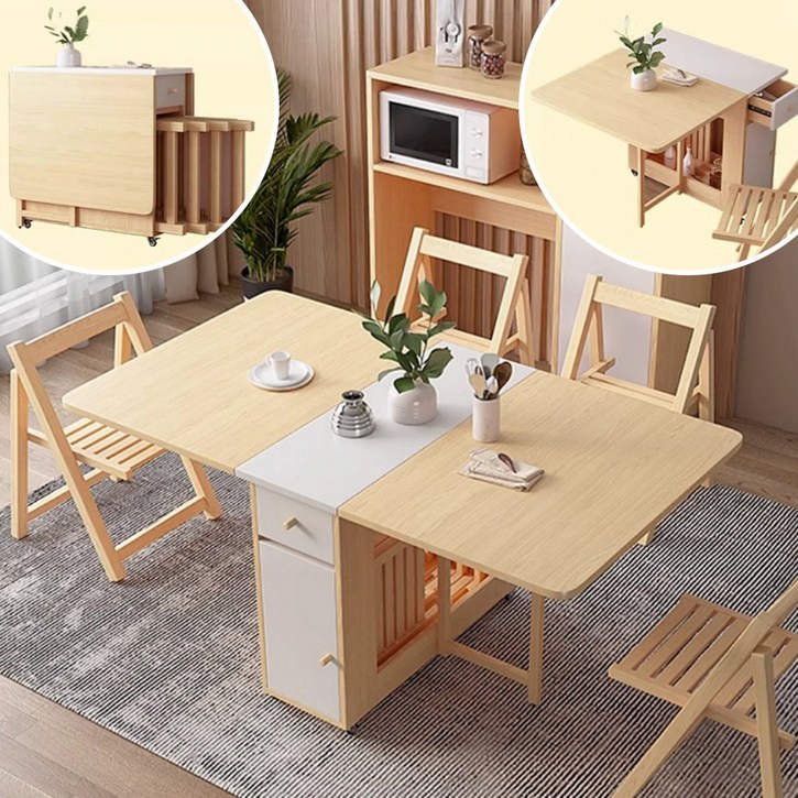 테라룸 모던 확장형 식탁 접이식 테이블 이동식 거실 탁자 공간활용 다이닝 원목 사각 수납