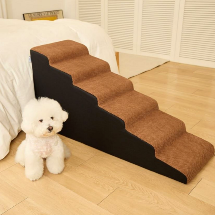 인디우스 반려동물 논슬립 침대 계단 5단 50cm 6단 60cm, 6단 브라운