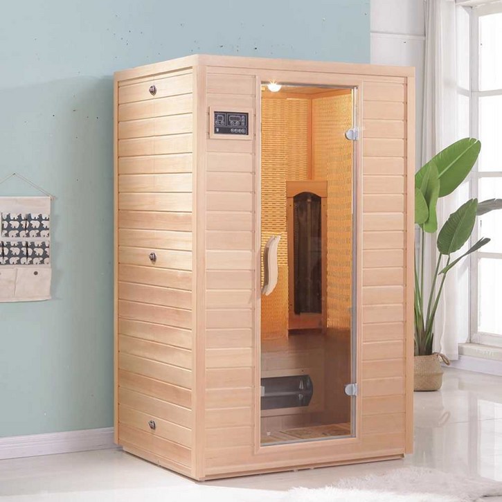 찜질방 편백 나무 이동식 원적외선 홈 실내사우나 1인, 상세페이지 참고, 적외선 1인용 대형 유리문