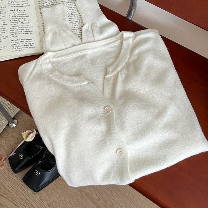 HDAON 여성 가디건 베이직 라운드 버튼 기본 가디건