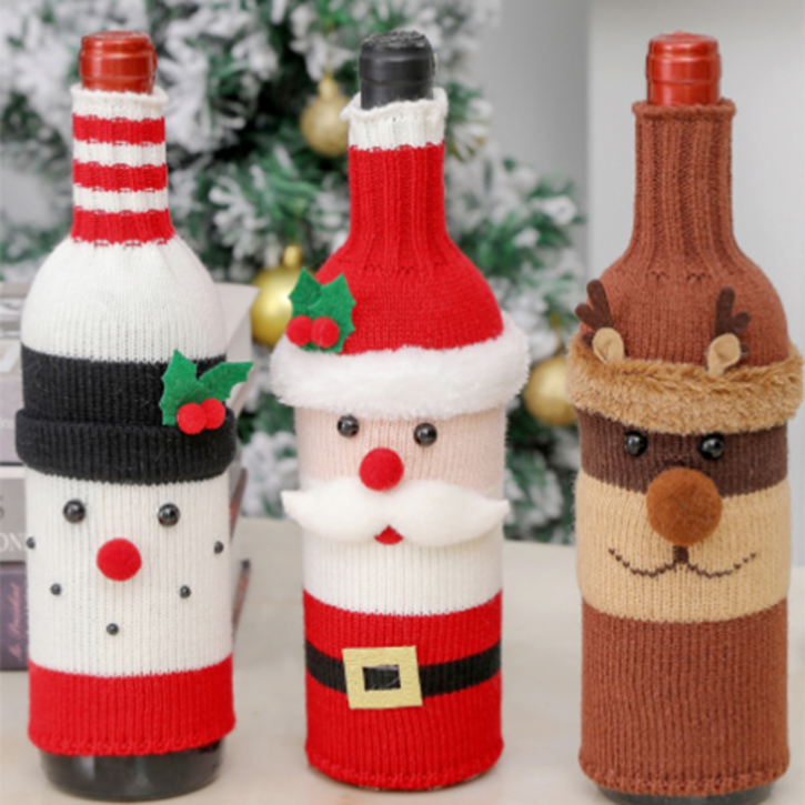 파티몬 크리스마스 와인 커버 홈 파티 산타 눈사람 루돌프 3P