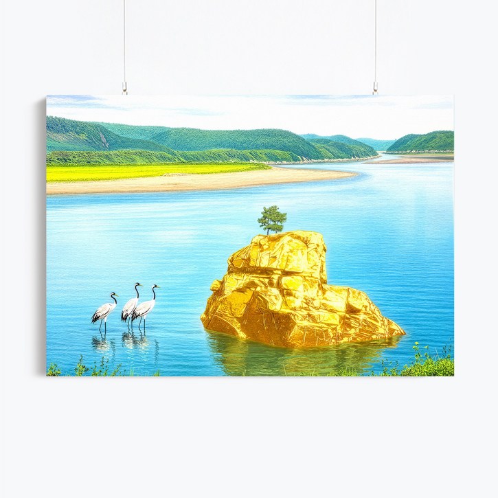 돈들어오는 부자 솥바위 3종 그림 풍수 인테리어 그림 캔버스 액자 인테리어 감성 거실 침실 대형, 02.돈들어오는 부자 황금 솥바위