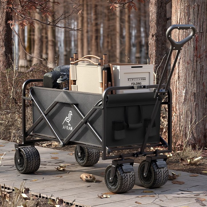 AORAN 캠핑웨건 광폭타이어 전지형 다기능, 1개, 블랙