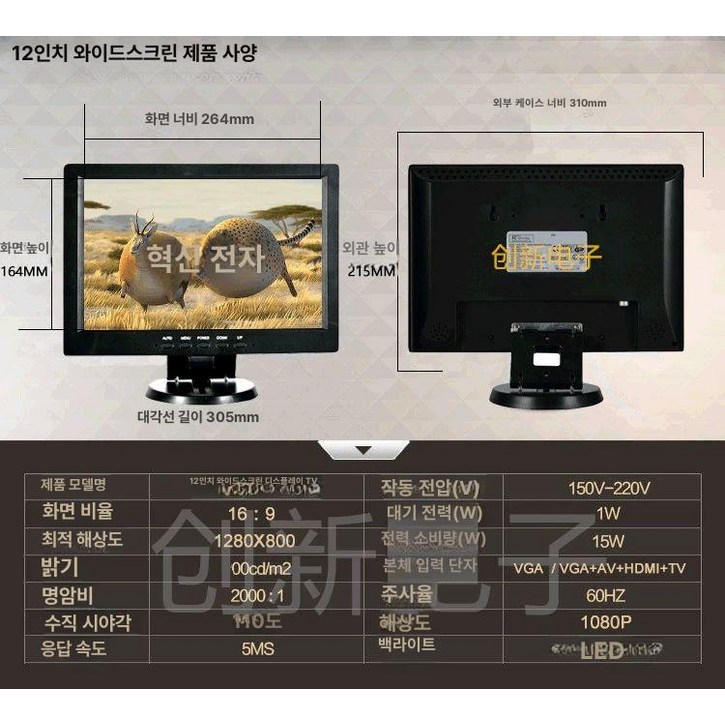 12인치 모니터 컴퓨터 해상도 고해상도 패키지 고화질