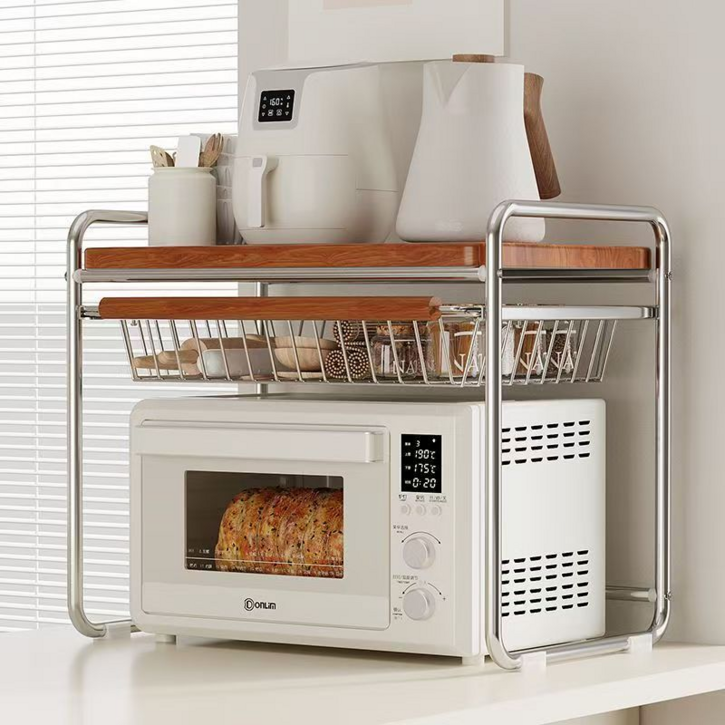 다용도 전자렌지 스탠드 밥솥 홀더 2단 수납 오븐 홀더