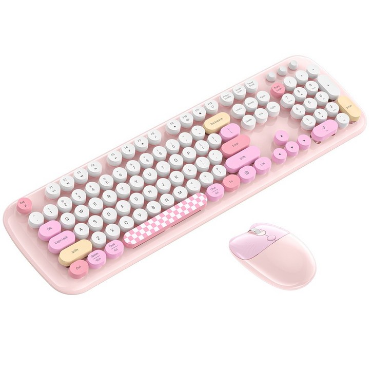 hoco. 저소음 무선 키보드 마우스 귀여운 2.4G HOCO 키보드 마우스 세트, Pink colorful, 단일상품, 일반형