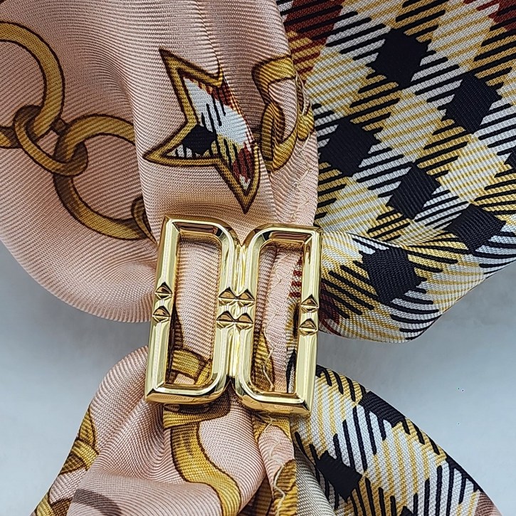 국내백화점정품/닥스 삼각 스카프 &링세트체크체인 실크 머플러 선물포장 베이지