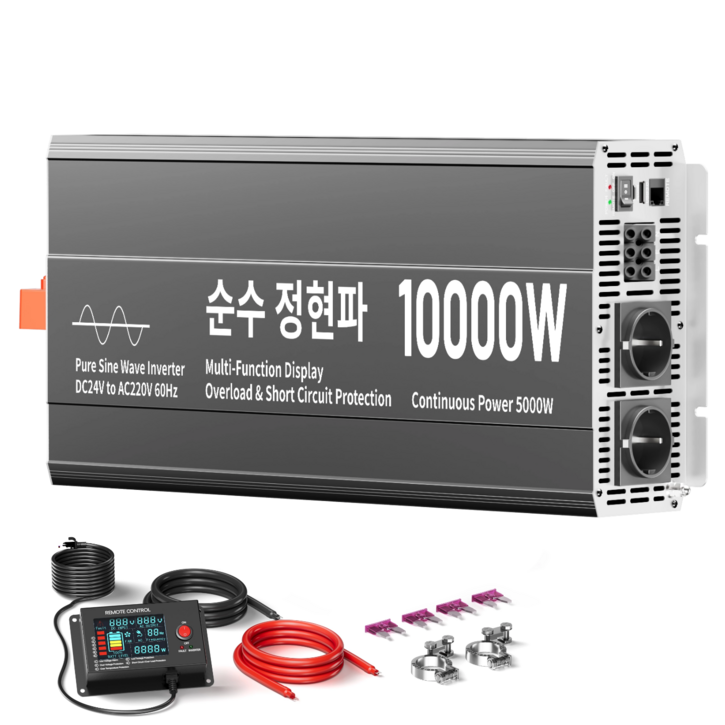 순수 사인파 고전력 인버터 10,000W 24V 220V 컨버터 60Hz 외부 디스플레이 포함 KC 인증 HOULI, 1개
