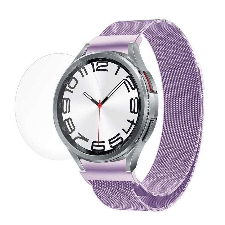 스페이스쉴드 갤럭시워치 7/6/5/4 호환 원클릭 ONE CLICK 날개형 메탈 밀리네즈루프 스틸 밴드 시계줄 20mm 스트랩 필름 1매