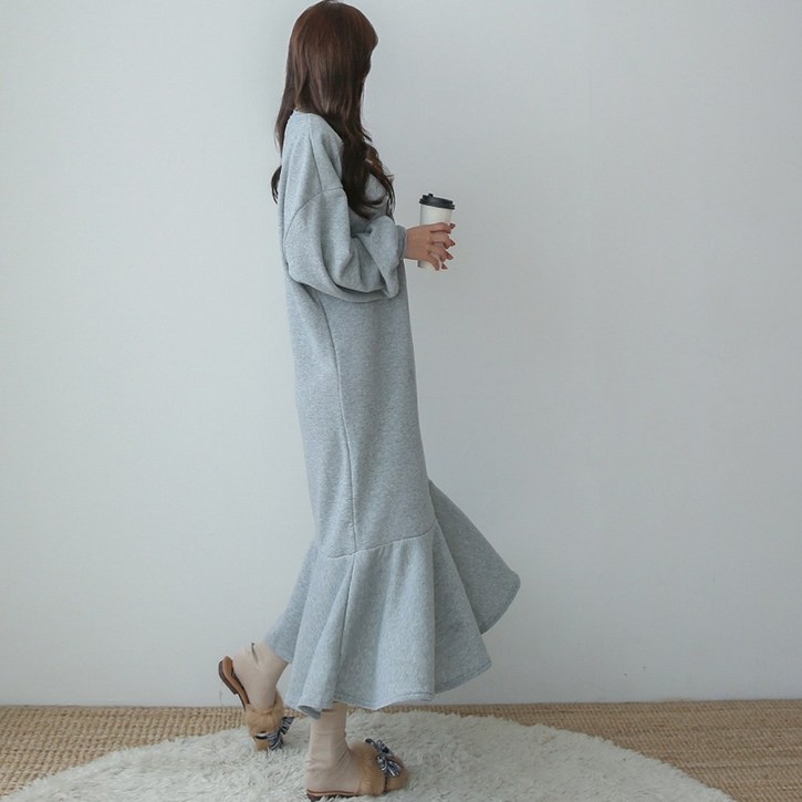 하이데일리 라운드 프릴 기모 롱원피스 하이데일리 라운드 프릴 기모 롱원피스