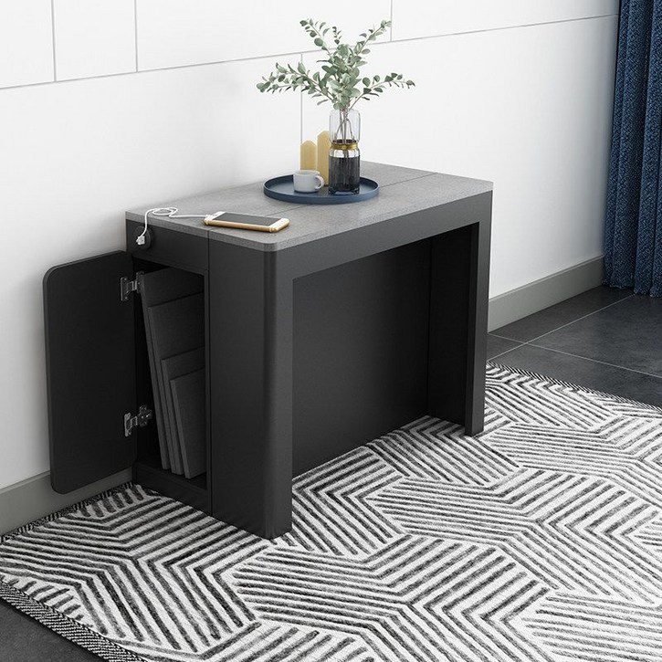 제이베니2200 이탈리아산 대리석 북유럽 접이식 식탁 원목 밥상 가정용 소형 심플 원목색 슬레이트 테이블, 3. 물고기입 흰색호두