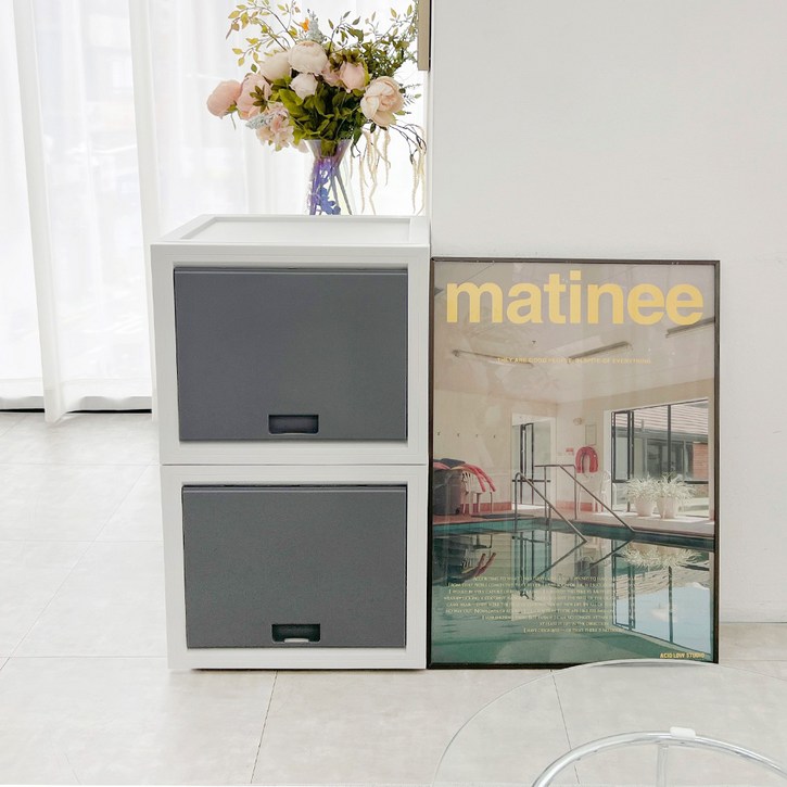 리빙앤트리 오픈도어 수납함, 그레이, 2개